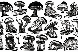Snowboard, mushroom guy tattoo idea