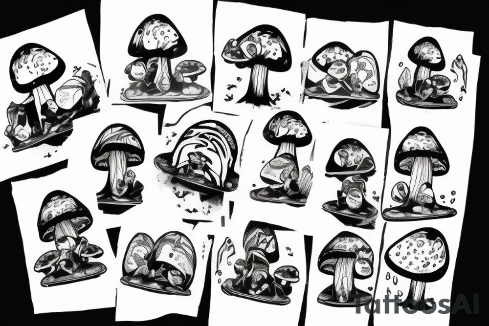 Snowboard, mushroom guy tattoo idea