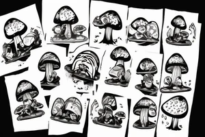 Snowboard, mushroom guy tattoo idea