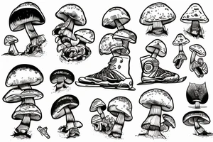 Snowboard, mushroom man tattoo idea