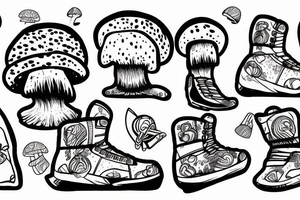 Snowboard, mushroom man tattoo idea