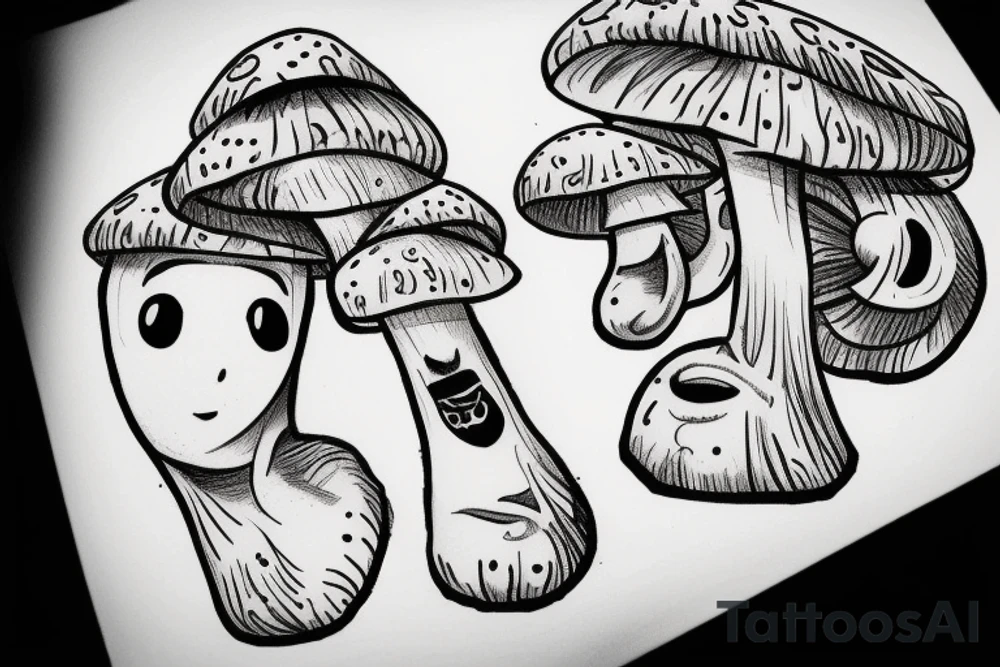 mushroom man, feet tattoo idea