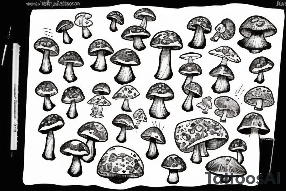mushroom man, feet tattoo idea