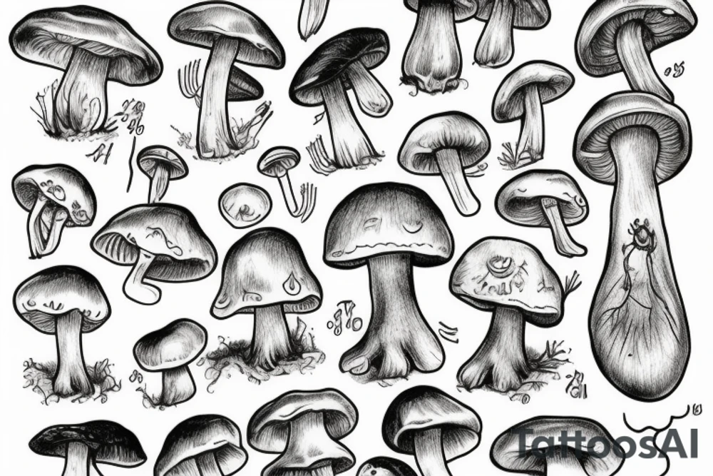 mushroom man, feet tattoo idea