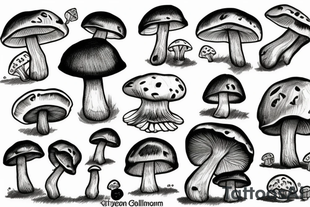 mushroom man, feet tattoo idea