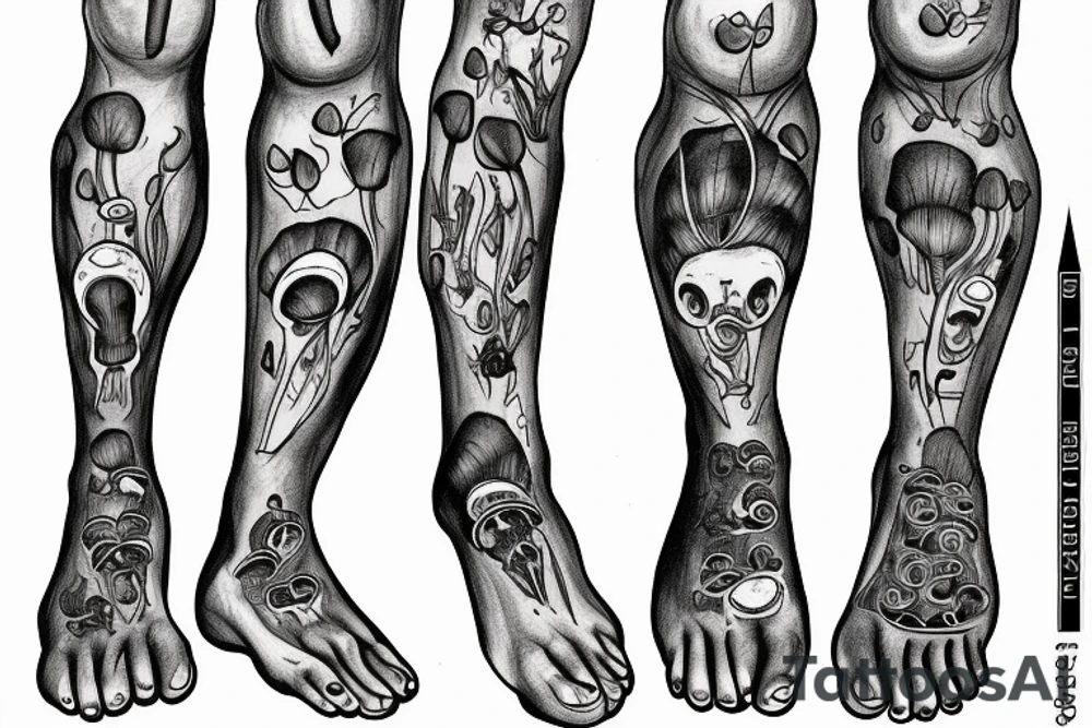 mushroom man, feet tattoo idea