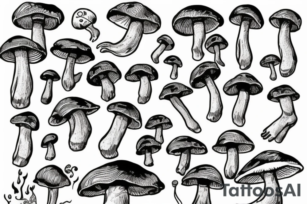 mushroom man, feet tattoo idea