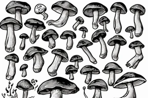 mushroom man, feet tattoo idea
