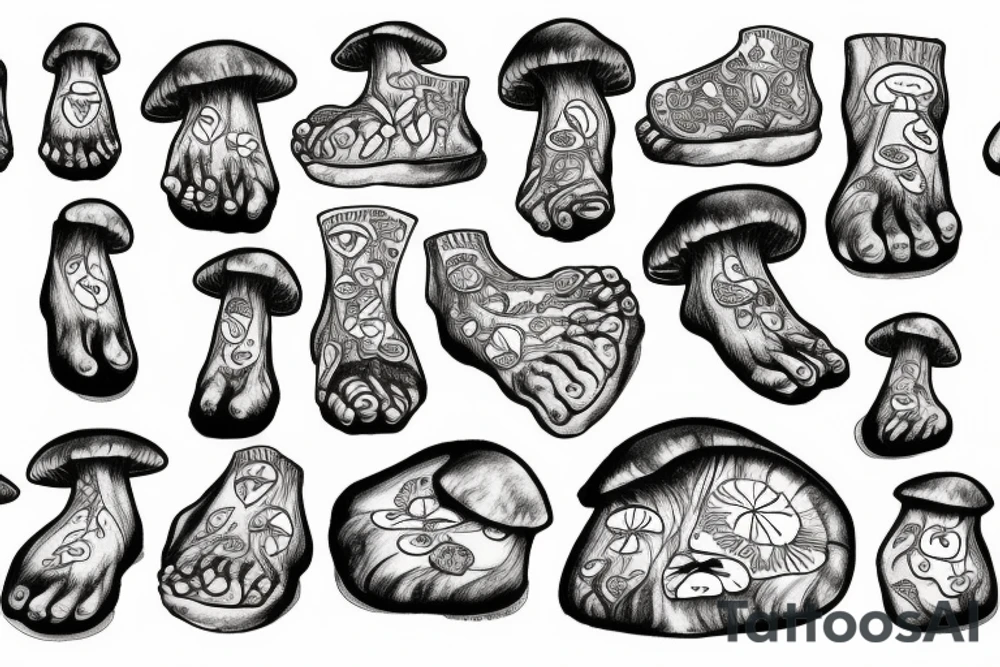 mushroom man, feet tattoo idea