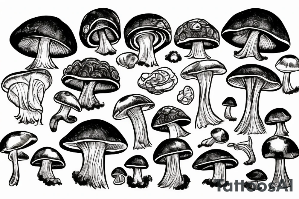 Mushroom, lion, cloud tattoo idea