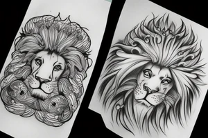 Mushroom, lion, cloud tattoo idea