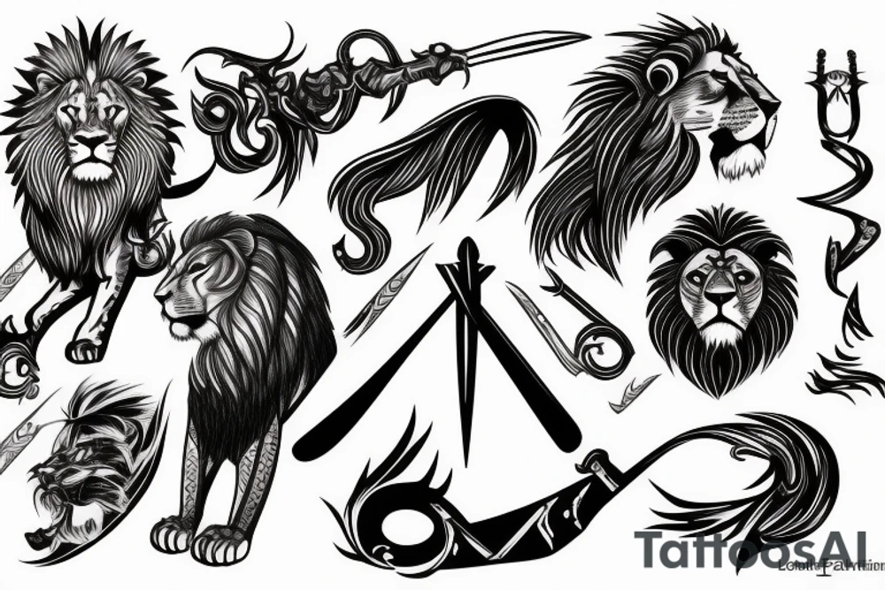 Swords, lion tattoo idea