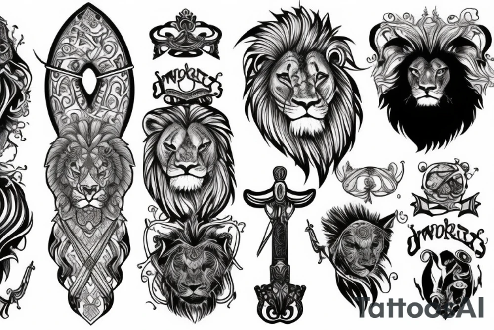 Swords, lion tattoo idea