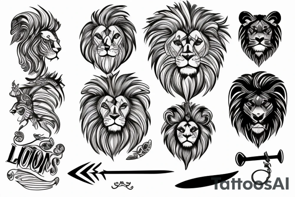 Swords, lion, eye tattoo idea