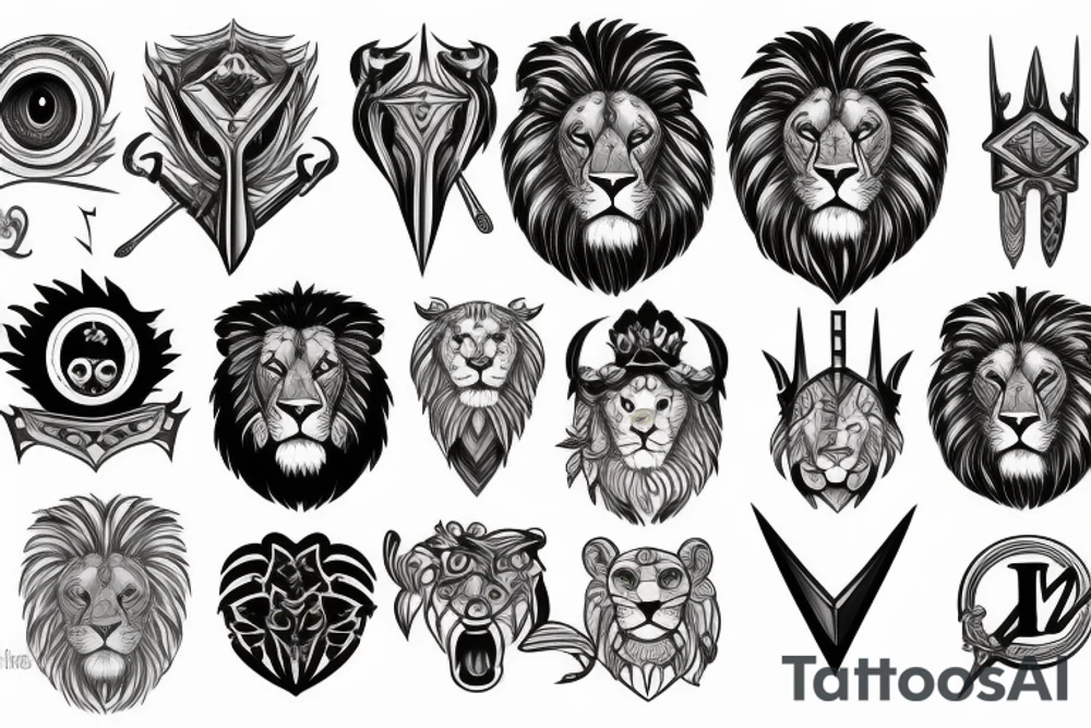 Swords, lion, eye tattoo idea
