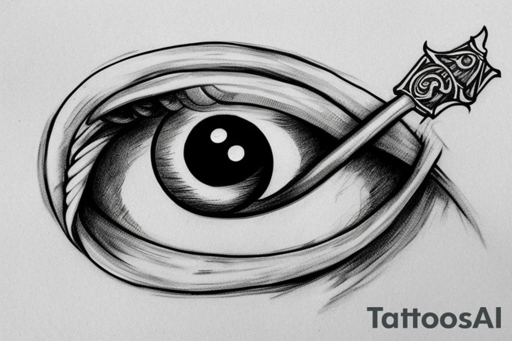 Eye, sword, mushroom tattoo idea