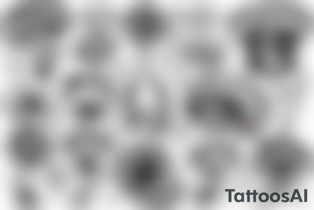 Eye, sword, mushroom tattoo idea