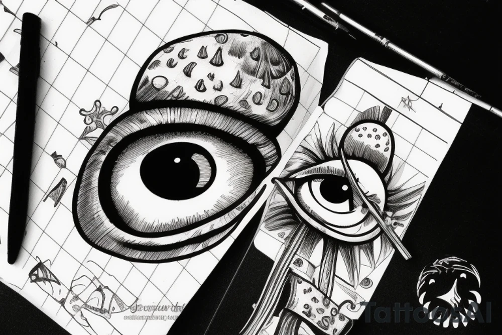 Eye, sword, mushroom tattoo idea