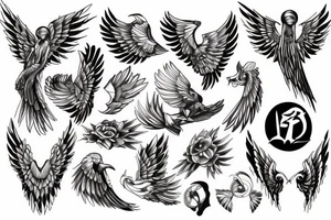 angle wing tattoo idea