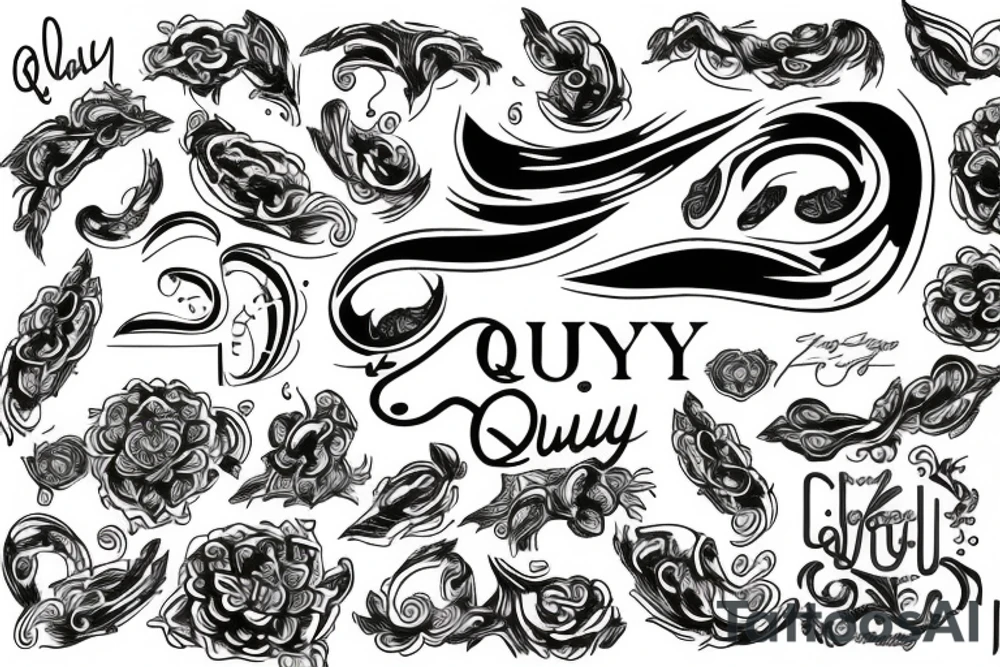 front with name"QUY" tattoo idea