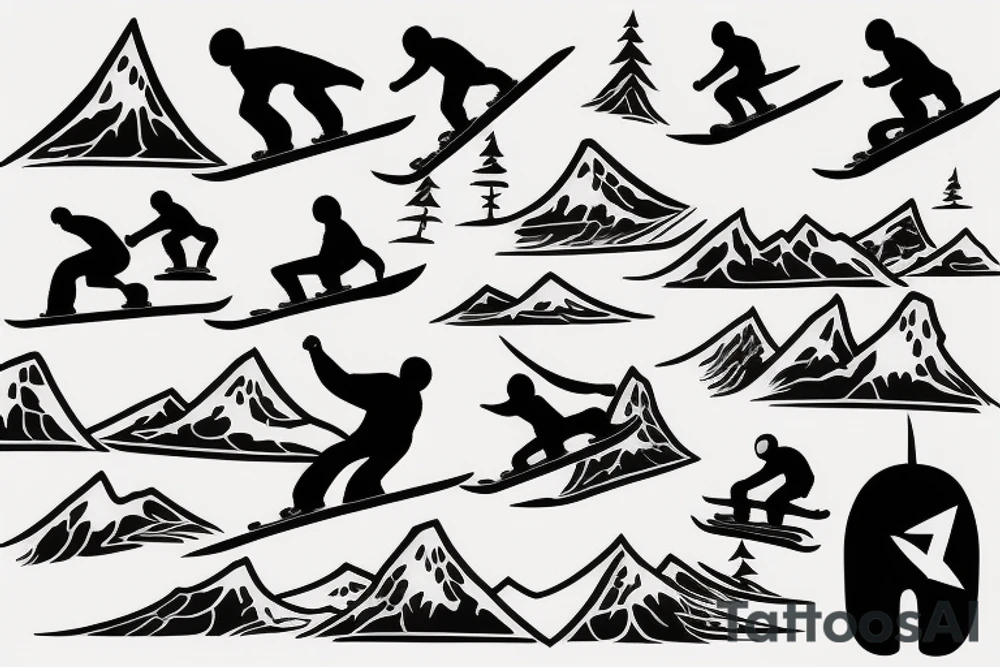 man snowboarding and jumping tattoo idea