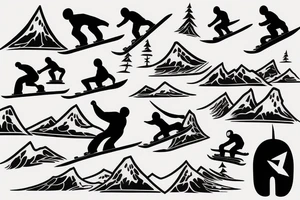 man snowboarding and jumping tattoo idea