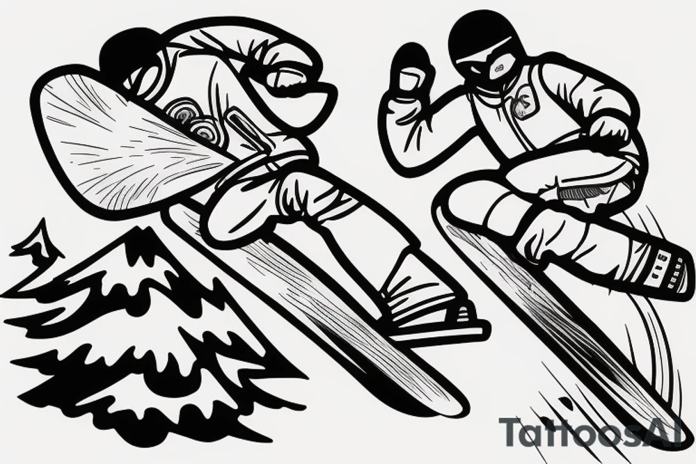 man snowboarding and jumping tattoo idea