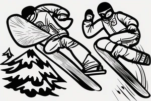man snowboarding and jumping tattoo idea