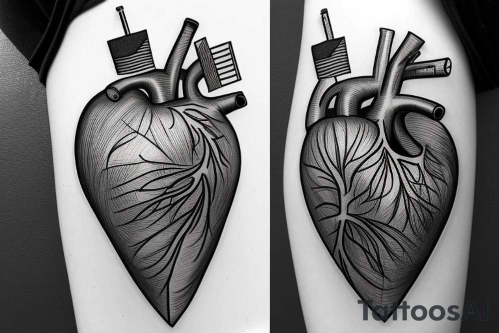 anatomical heart with ireland flag tattoo idea