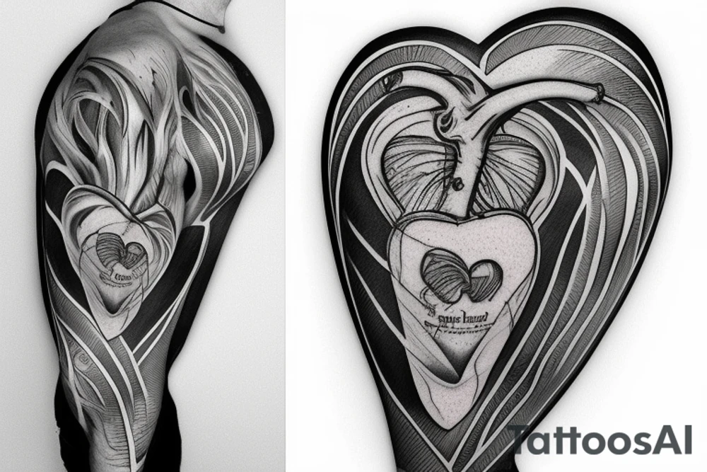 anatomical heart with ireland flag tattoo idea
