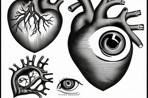 anatomical heart with eyeball tattoo idea