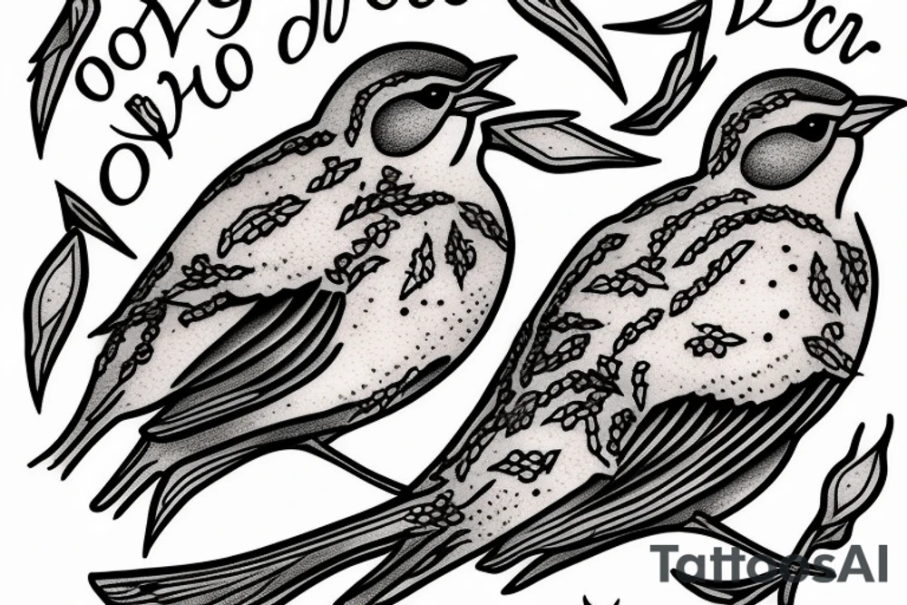 sparrows surrounding a quote "non ducor, duco" tattoo idea