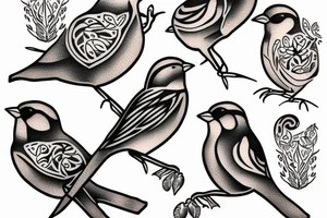sparrows surrounding a quote "non ducor, duco" tattoo idea