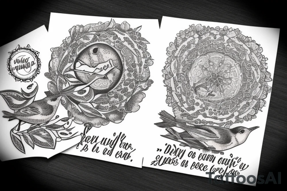 sparrows surrounding a quote "non ducor, duco" tattoo idea