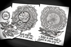 sparrows surrounding a quote "non ducor, duco" tattoo idea