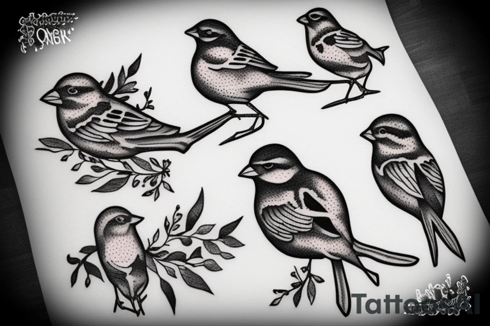 sparrows surrounding a quote "non ducor, duco" tattoo idea