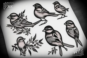 sparrows surrounding a quote "non ducor, duco" tattoo idea