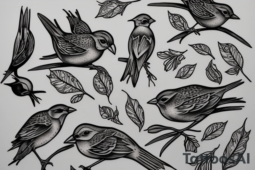 sparrows surrounding a quote "non ducor, duco" tattoo idea