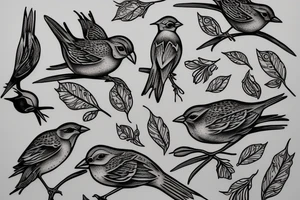 sparrows surrounding a quote "non ducor, duco" tattoo idea