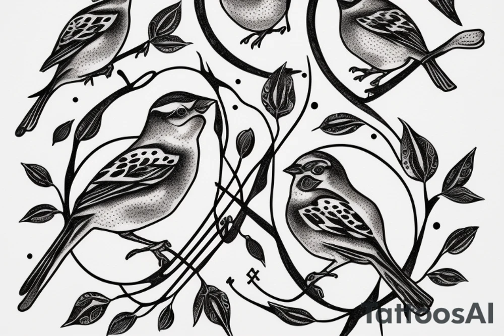 sparrows surrounding a quote "non ducor, duco" tattoo idea
