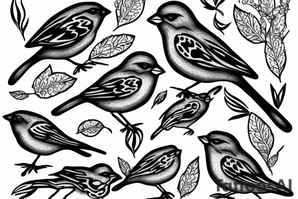 sparrows surrounding a quote "non ducor, duco" tattoo idea