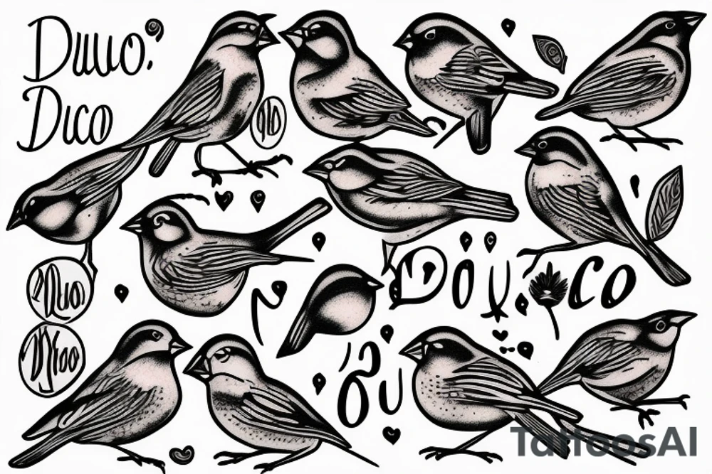 sparrows surrounding a quote "non ducor, duco" tattoo idea