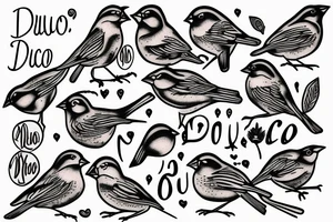 sparrows surrounding a quote "non ducor, duco" tattoo idea