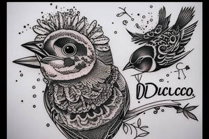 sparrows surrounding a quote "non ducor, duco" tattoo idea