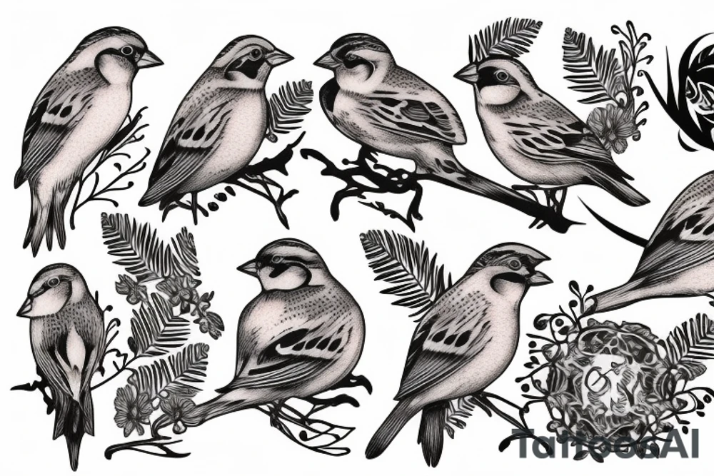 sparrows surrounding a quote "non ducor, duco" tattoo idea