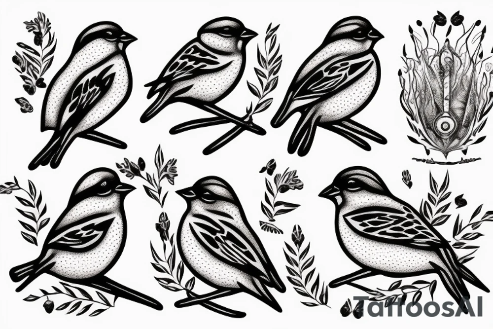 sparrows surrounding a quote "non ducor, duco" tattoo idea