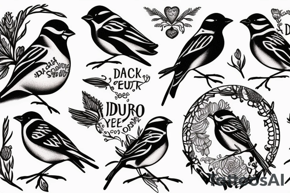 sparrows surrounding a quote "non ducor, duco" tattoo idea