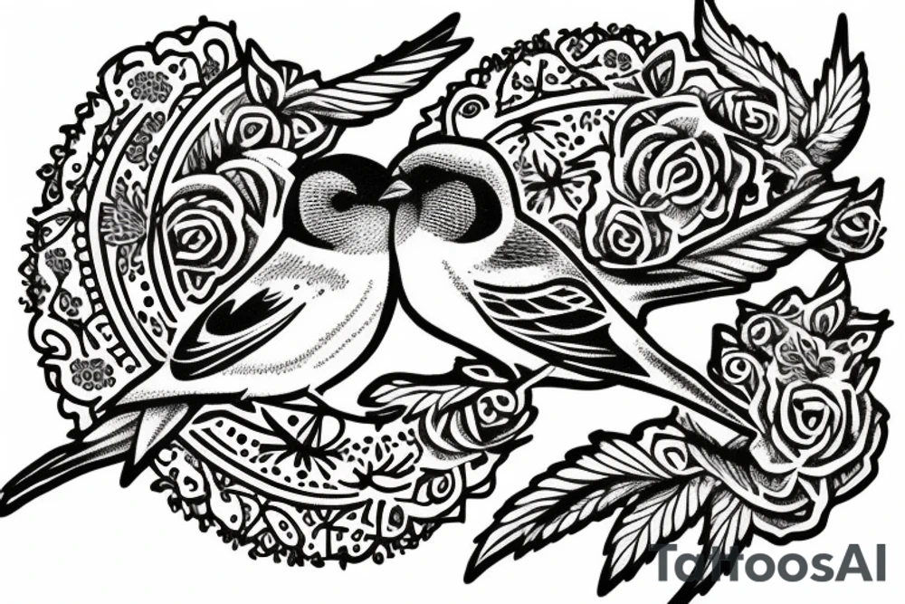 sparrows surrounding a quote "non ducor, duco" tattoo idea