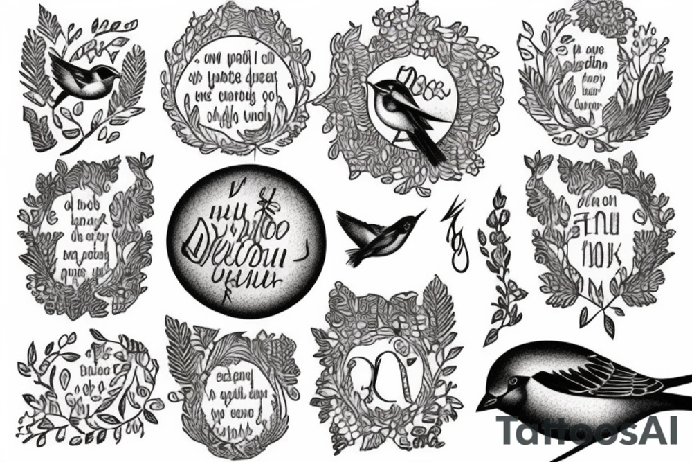 sparrows surrounding a quote "non ducor, duco" tattoo idea