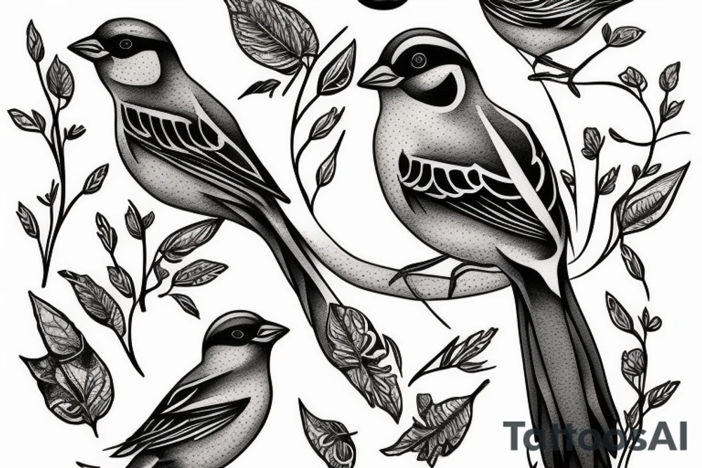 sparrows surrounding a quote "non ducor, duco" tattoo idea